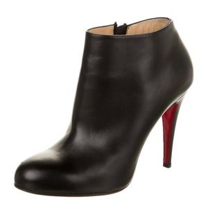 Christian Louboutin BELLE 100 Leather Ankle Bootie Heels Black Size 40.5